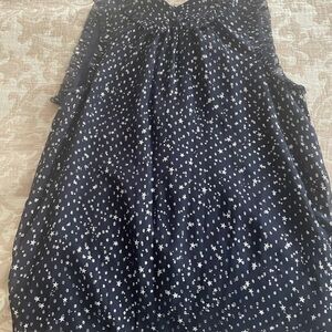 Kate Spade size S Navy Blue Sleeveless Blouse with Silver Star Pattern